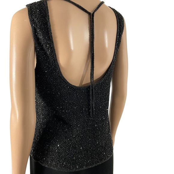 Vintage Scala Black Beaded Sequins Sleeveless Silk Top Size Large - Picture 6 of 13